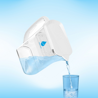 Water filter pitcher pouring water into a glass with a clear background