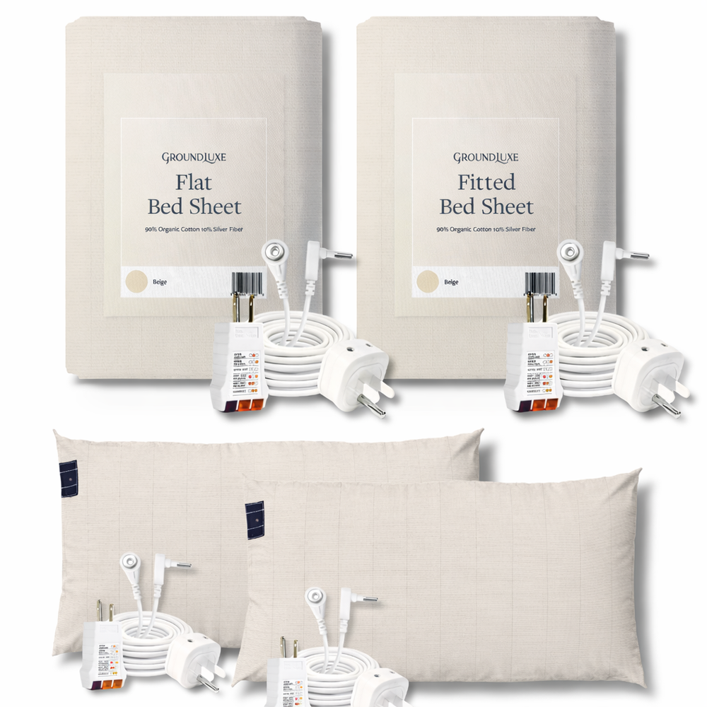 Grounded flat bed sheet set shown in package