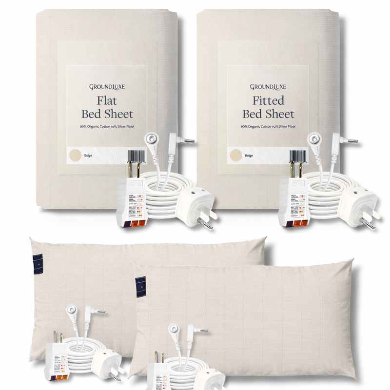 Grounded flat bed sheet set shown in package