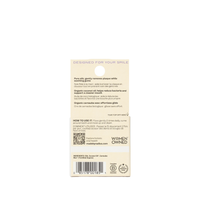 The back of a small cream-colored product card or packaging insert on a plain white background, showing text, a barcode, a QR code, and a 'WOMEN OWNED' badge.
