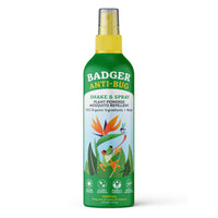8 oz green spray bottle labeled 'Badger Anti-Bug' on a white background