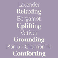 Text on a lavender background describing various essential oils with their effects.