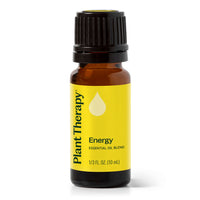 Bottle of Plant Therapy Energy essential oil blend on a white background