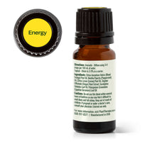 Essential oil bottle labeled 'Energy' with a yellow cap on a white background