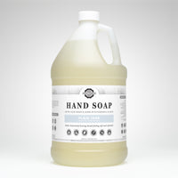 Gallon jug of hand soap on a white background