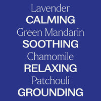 Text listing various essential oils with adjectives on a blue background
