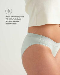Light gray TENCEL underwear worn by a person on a white background