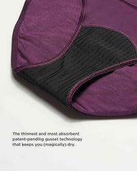 Purple athletic garment with black interior on a white background