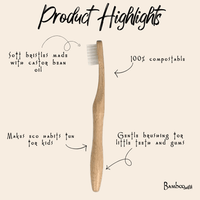 Wooden toothbrush with product highlights on a beige background