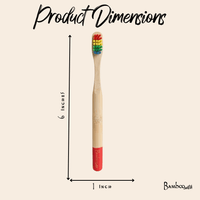 Bamboo toothbrush with measurement scale on a beige background