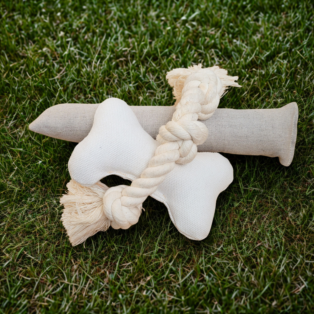 Natural Dog Toy Bundle for Cuddles, Fetch and Tugging - Small to Large Dogs Options Main image
