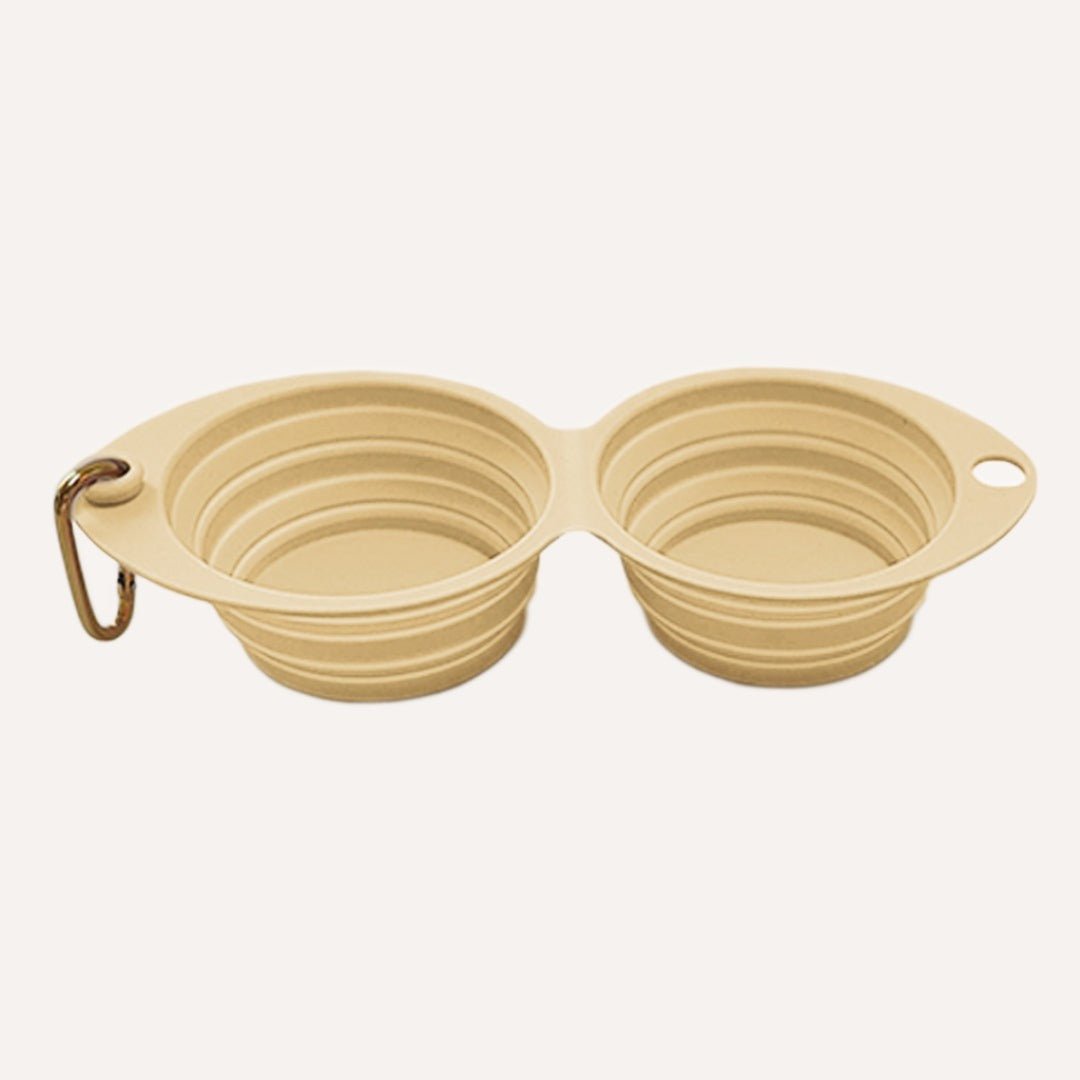 Travel-Collapsible-Double-Pet-Bowl-with-Clip-banana Main image