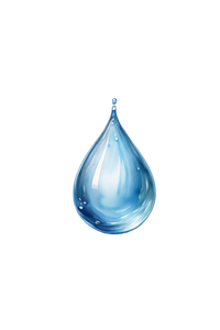 Blue water droplet on a white background